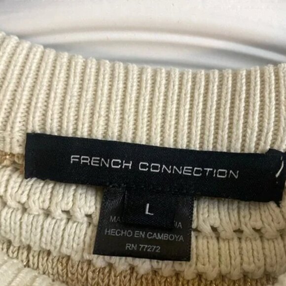 🔥 Closet Sale! French Connection Beige Knit Striped Sleeveless Sweater - Picture 5 of 5